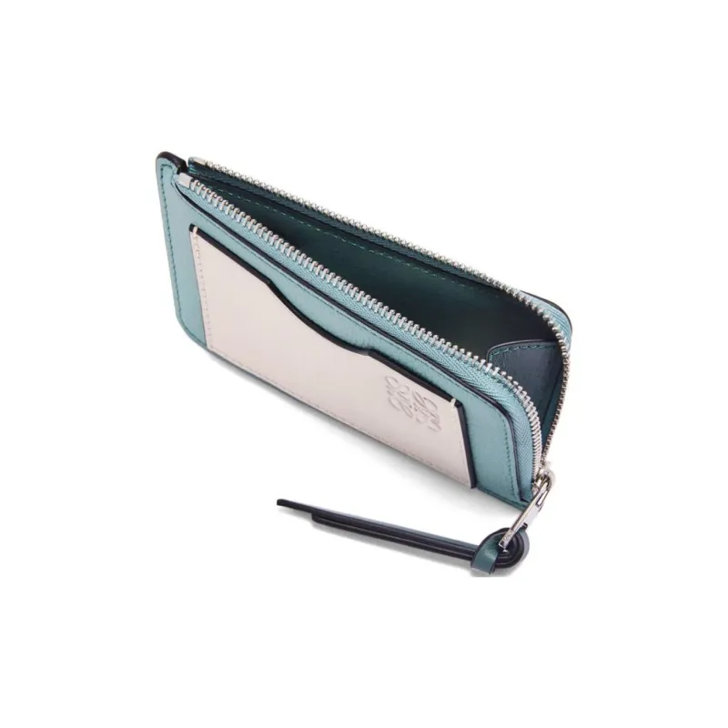 LOEWE Soft Grain Calfskin Coin Purse, Card Holder Women's Water & Light Pink-2
