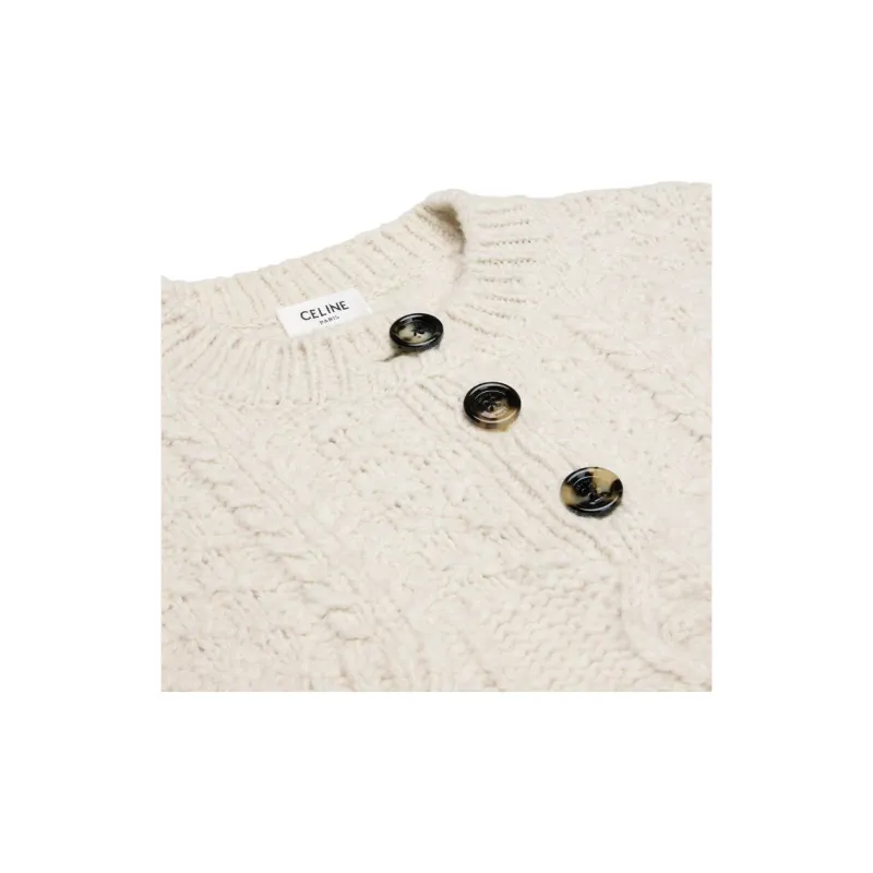CELINE Triomphe Crew Neck Sweater In Aran Wool-5