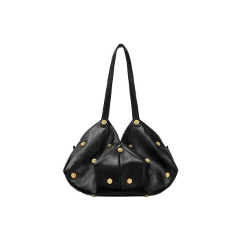 VERSACE Protea Lambskin Handbag Shoulder Bag Women's Black