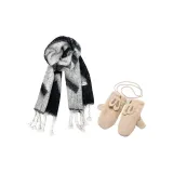 2-Pack (Knit Glove+Gray White Scarf)