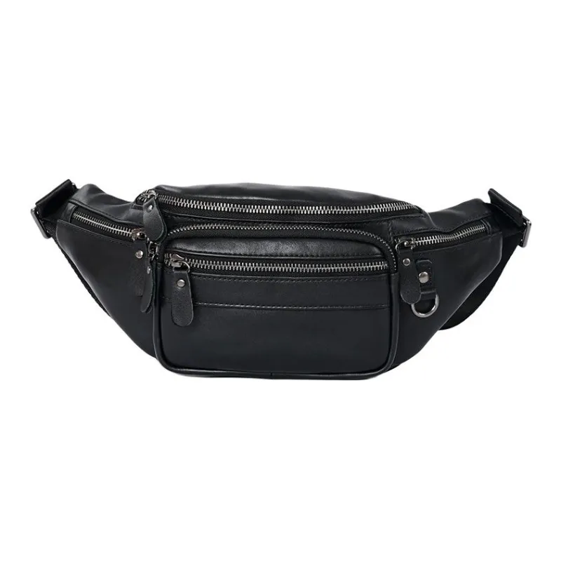 DOSRFINI Cow Leather Shoulder Bag Crossbody Bag Sling Bag Fanny Pack Regular Men's Black/Coffee-0