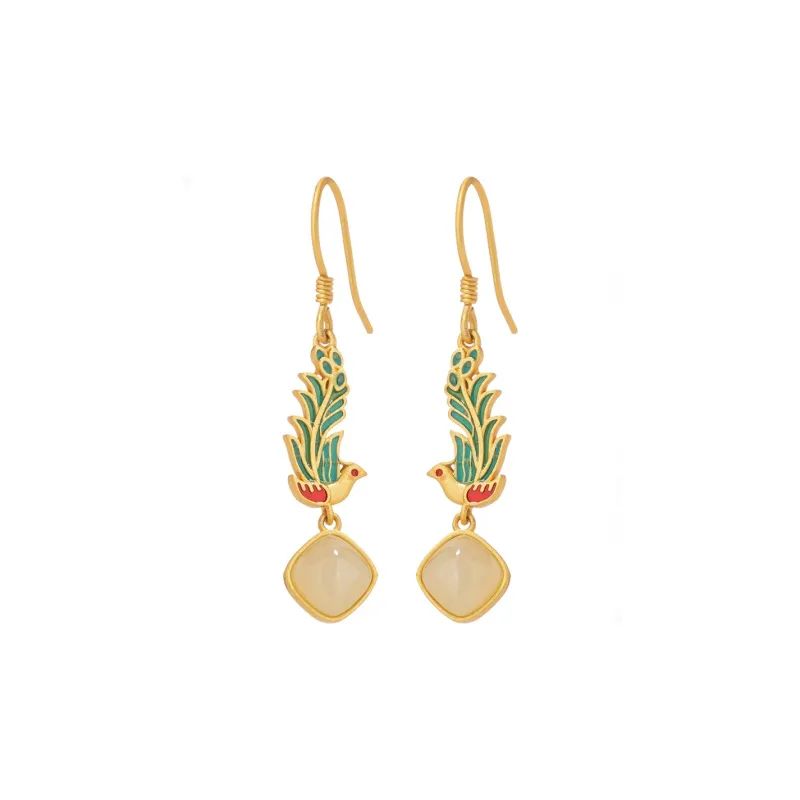 Encounter Gift Hetian Jade Earrings Pale Greenish White Jade Women's-0