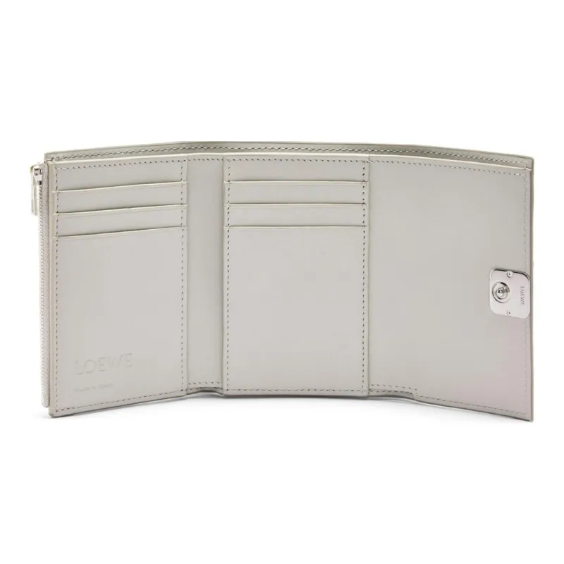 LOEWE Shiny Nappa Lambskin Wallet Small Size Women's Silver-1