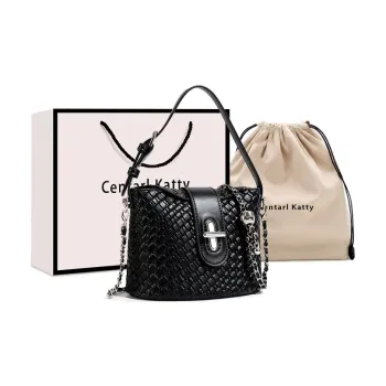 CentarlKatty Polyurethane Bucket Bag, Shoulder Bag, Crossbody Bag, Handbag Women's Black
