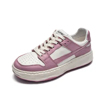 NAUTICA Slip-Resistant Cushioning Wear-Resistant Height Increasing Low-Top Skateboard Shoes Women's White Gray