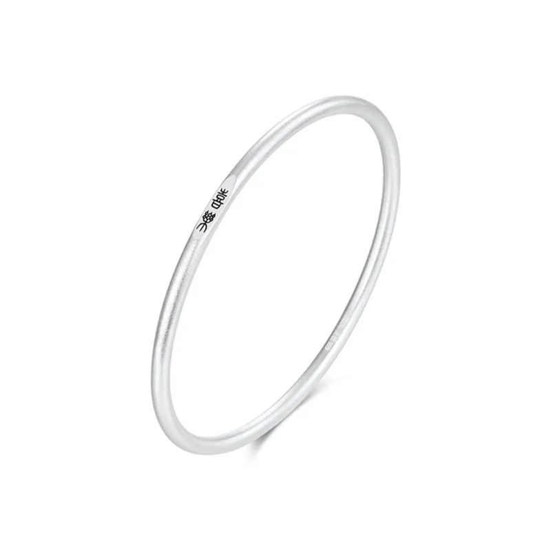 Old Fu Gold S999 Fine Silver Sterling Silver Bangle Women's Good Luck-5