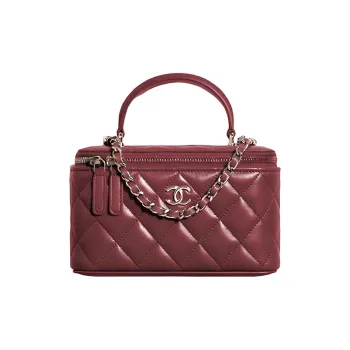 CHANEL 22A Early Autumn Sheepskin Box Bag, Handbag, Crossbody Bag, Shoulder Bag Women's Burgundy