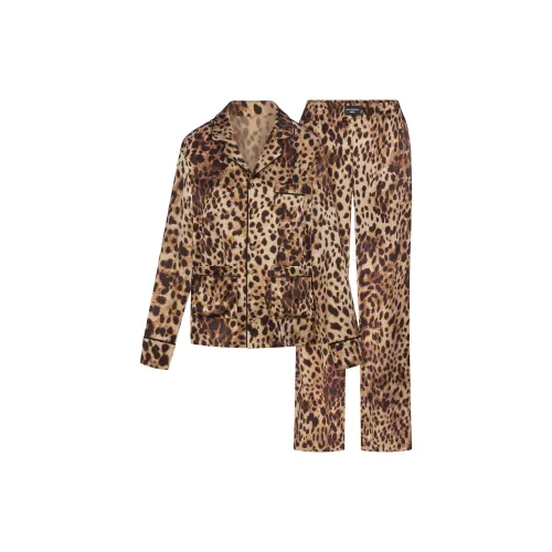 Skims X Dolce&Gabbana Cotton Jersey Long Sleeve T Shirt Leopard