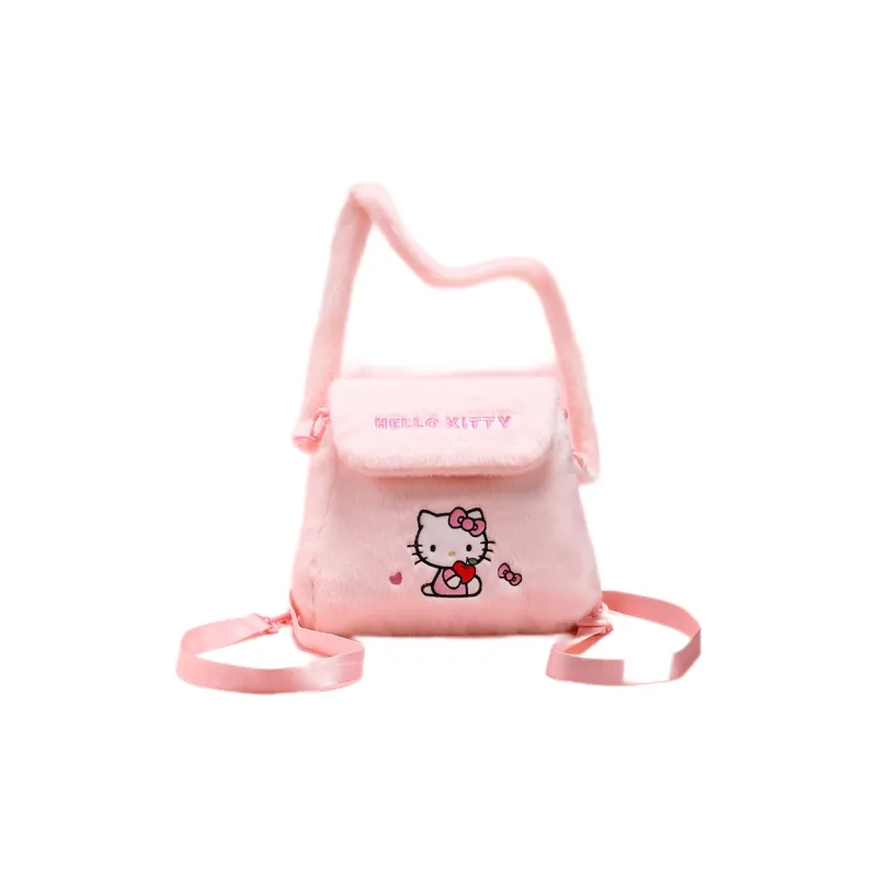Sanrio HelloKitty/Hello Kitty My Melody Kuromi Polyester Plush Embroidered Backpack Regular Unisex Multicolor-4
