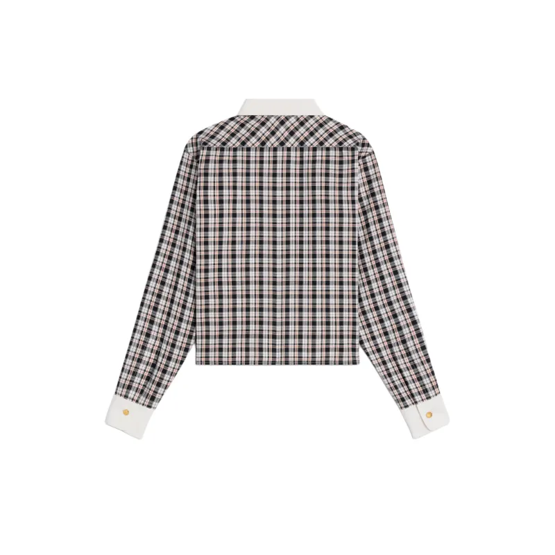 CELINE Cropped Shirt In Check Silk-1