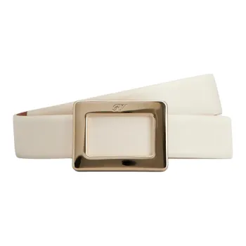 Roger Vivier Leather, Calfskin, Metal Leather Belts Women's White Width 3CM