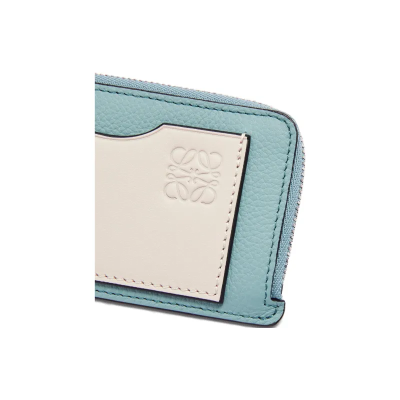 LOEWE Soft Grain Calfskin Coin Purse, Card Holder Women's Water & Light Pink-3