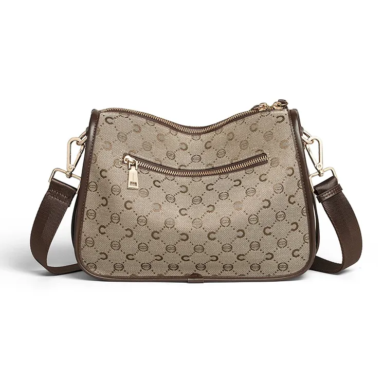 C°BANNER Fabric, Synthetic Leather One Shoulder Crossbody Pillow Bag Tubas Women's Khaki-3