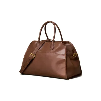 KAISER Cow Leather Shoulder Bag, Crossbody Bag, Handbag Large Size Women's Cognac/Black/Khaki
