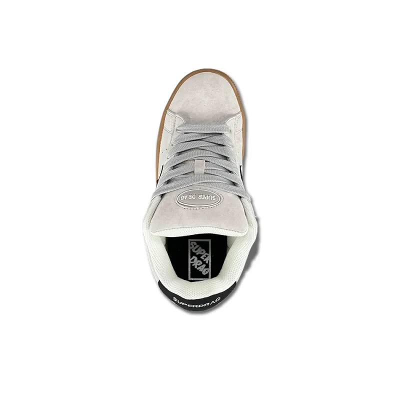 LuzaoT SUPER DRAG Anti Slip Wear Resistant Low Top Skateboard Shoes Unisex Light Gray Black-3