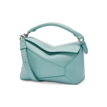 LOEWE Puzzle Cow Leather Shoulder Bag, Crossbody Bag, Handbag Small Size Women's Aqua Blue