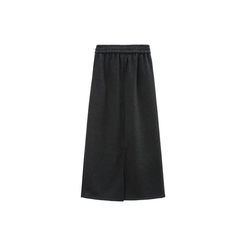 A Paradise For Awakening Casual Long Skirts Women's Dark Gray-1