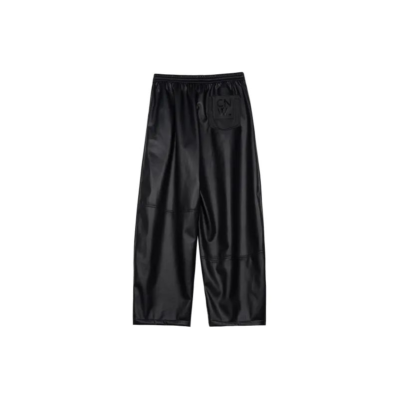 CANOTWAIT_ Leather Pants Unisex Black-1