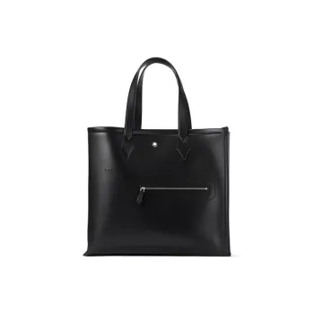 MONTBLANC Meisterstuck Leather With Calfskin Tote Bag, Shopping Bag, Handbag Men's Black