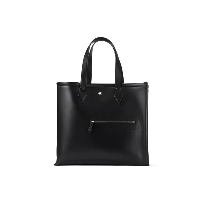 MONTBLANC Meisterstuck Leather With Calfskin Tote Bag, Shopping Bag, Handbag Men's Black-0