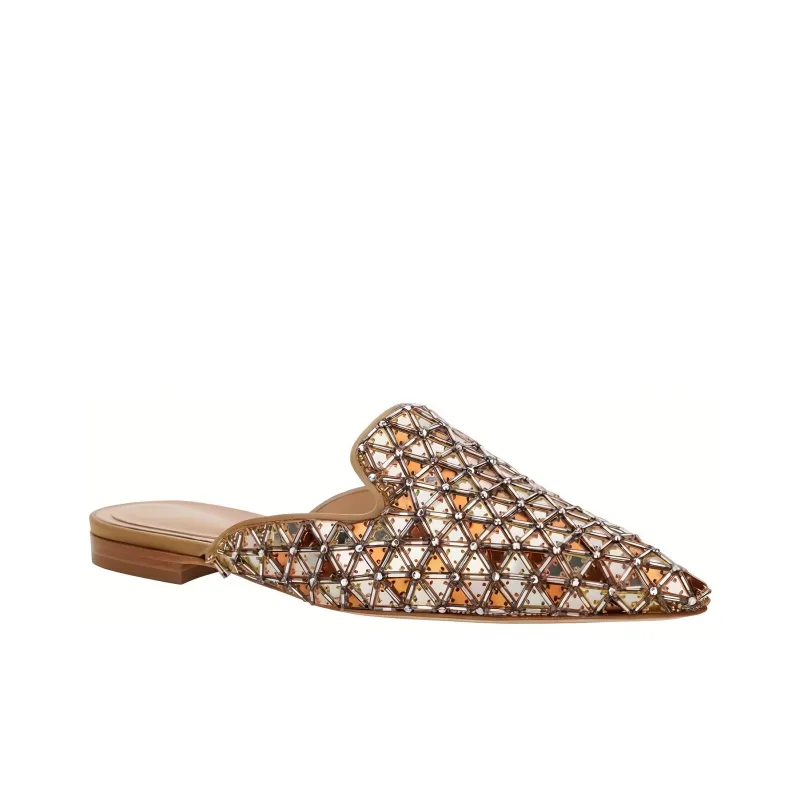 ALBERTA FERRETTI Geometric-design Mirrored-finish Slippers-2