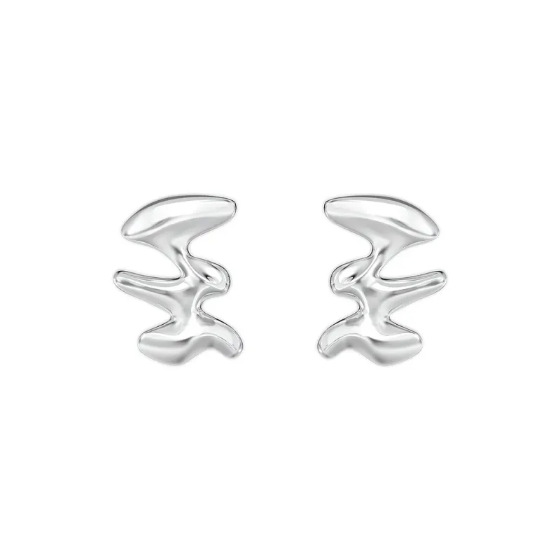 Mistova JEWELRY White Gold Plated S925 Silver Wilderness Hoop Earrings Women's-1