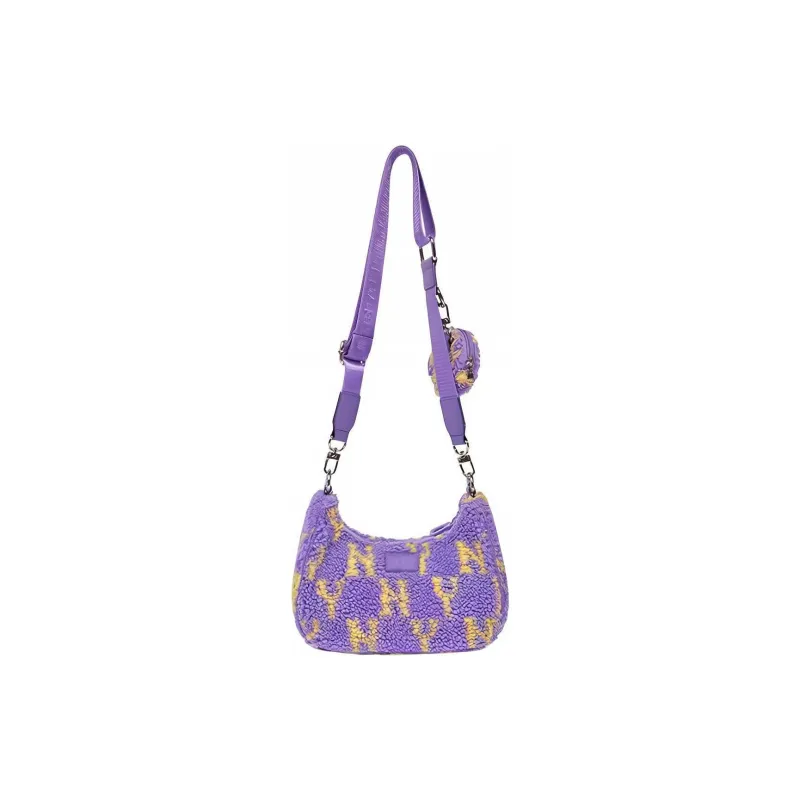 MLB Plush Combo Bag, Crossbody Bag, Shoulder Bag Regular Women's Purple Yellow Color Block-4