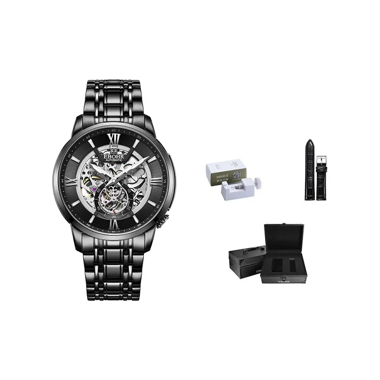 EBOHR Master Collection Mechanical Heart Mechanical Movement Watch Men's Watches Black Dial-0
