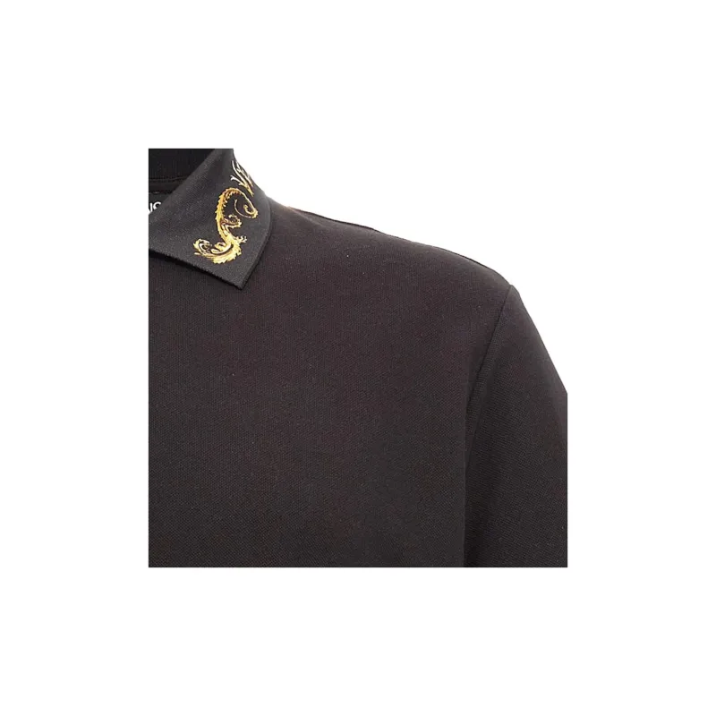 VERSACE JEANS COUTURE Chromo Couture Printed Striped Trim Polo Shirt-5