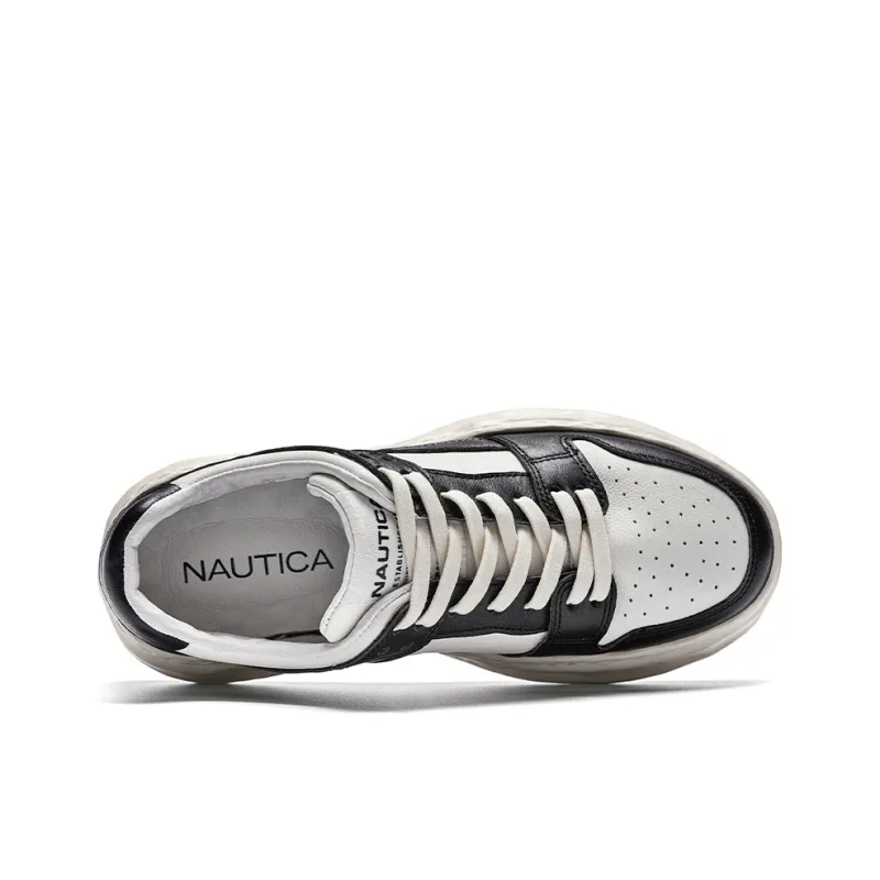 NAUTICA Slip-Resistant Cushioning Wear-Resistant Height Increasing Low-Top Skateboard Shoes Women's White Gray-4