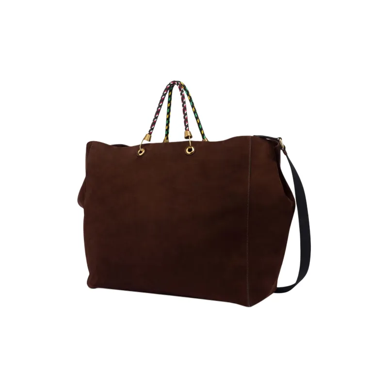 MOSCHINO Suede Tote Bag Shopping Bag Shoulder Bag Crossbody Bag Handbag Large Size Women's Deep Red-1