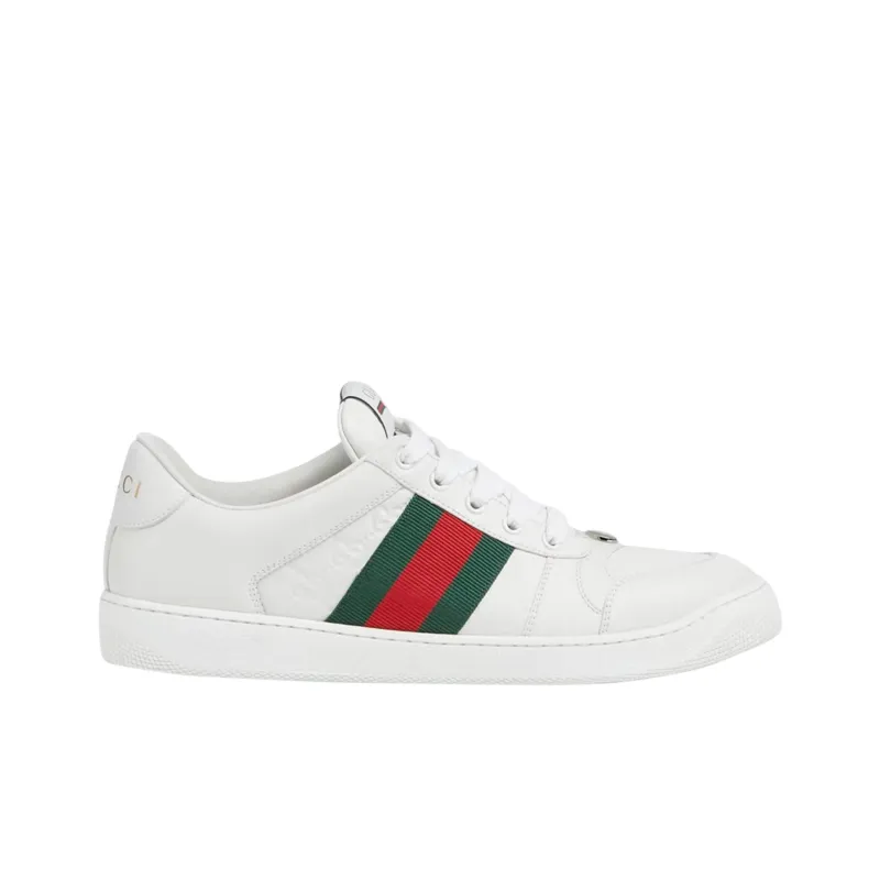 GUCCI Screener Distressed Shoes Skateboard Shoes Men's White Green-1