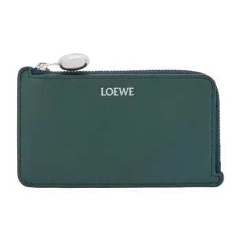 LOEWE Pebble Bucket Shiny Nappa Calfskin Card Holder Women's Dark Forest Green