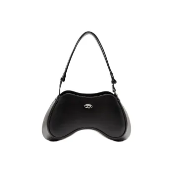 DIESEL Cow Leather Handbag Shoulder Bag Women's Black