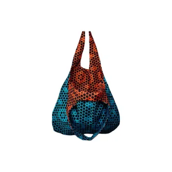 GAGA EQUIPMENT Nylon Tote Bag Shopping Bag Handbag Shoulder Bag Small Size Unisex Blue Orange Polka Dot