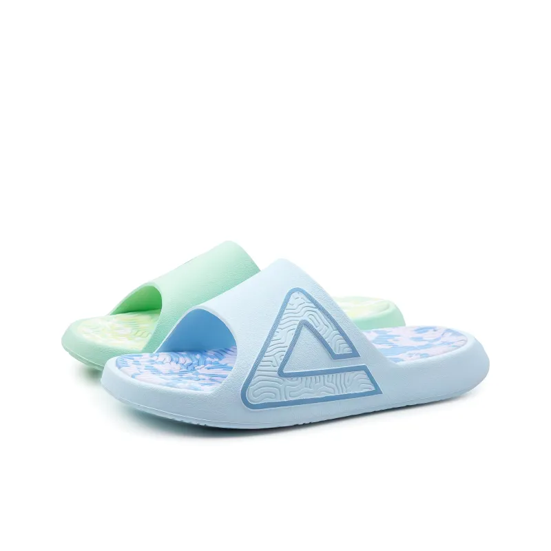 PEAK Tai Ji1.0 Odor Resistant Abrasion Resistant Cushioning Slide Slippers Unisex Blue Green Mismatched-0