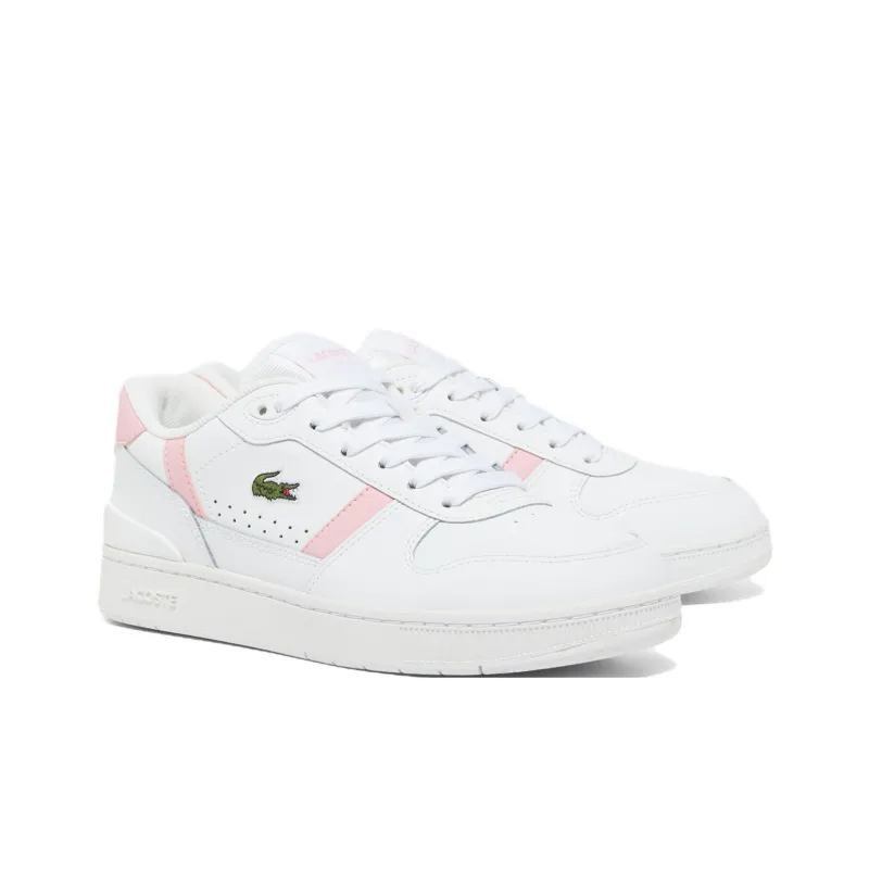 LACOSTE T Clip Low Top Skateboard Shoes Women's White Pink-1
