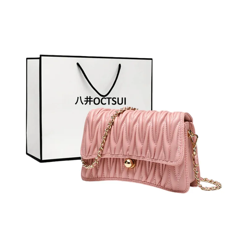 OCTSUI Cow Leather Shoulder Bag Regular Women's Ecru Black/Crystal Pink/Silver-14