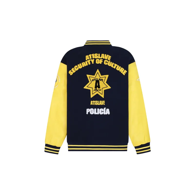 A11SLAVE Baseball Jacket Unisex Navy Blue & Yellow-1