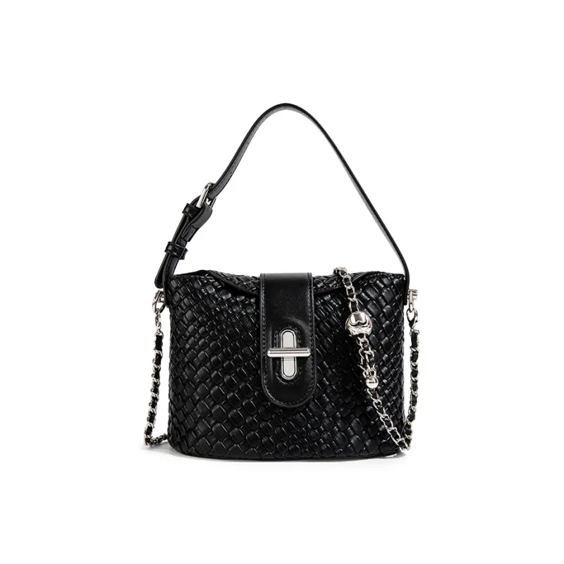 CentarlKatty Polyurethane Bucket Bag, Shoulder Bag, Crossbody Bag, Handbag Women's Black-1