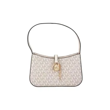 MICHAEL KORS Lyra Coated Canvas With PVC Shoulder Bag, Handbag Small Size Women's Vanilla White