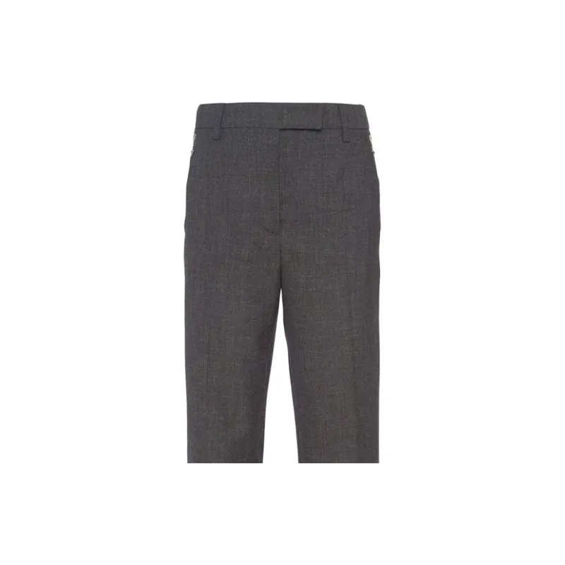 PRADA Mid-Rise Zip-Pocket Cropped Trousers-4