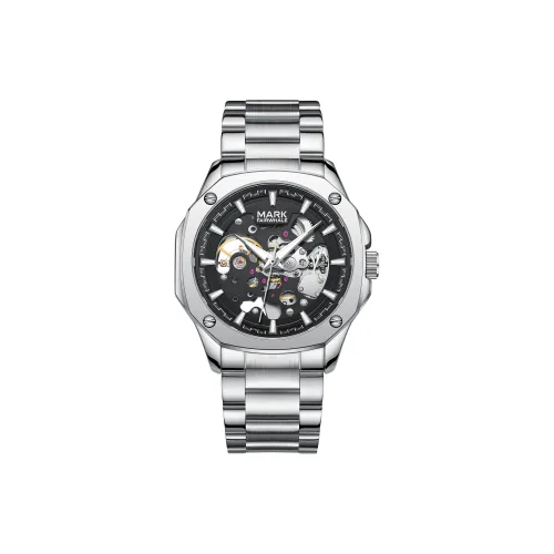 FAIRWHALE Automatic Mechanical Movement Metal Strap Watch Men's Watches Black Dial