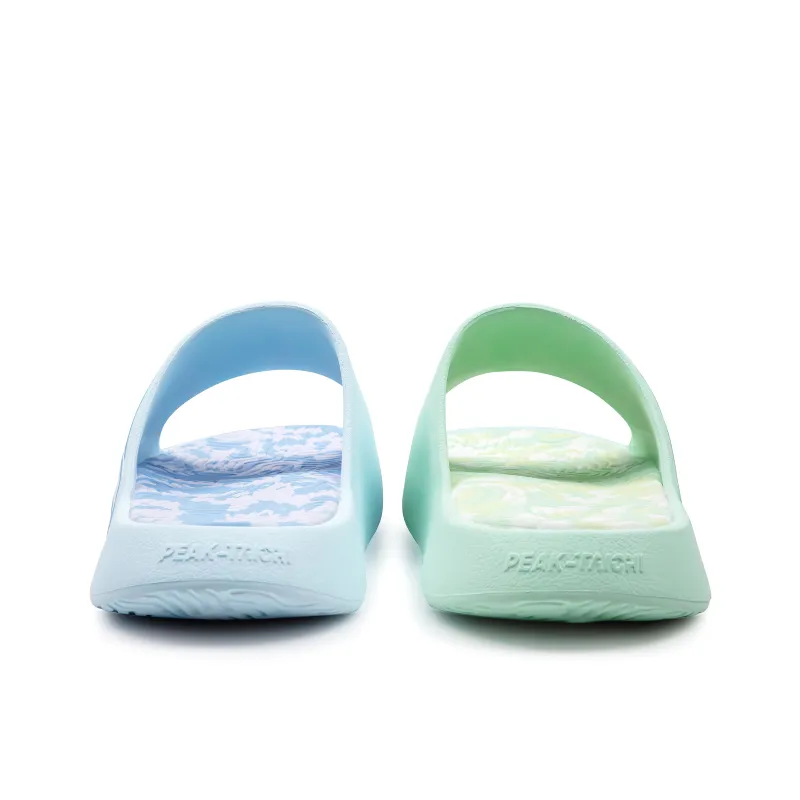 PEAK Tai Ji1.0 Odor Resistant Abrasion Resistant Cushioning Slide Slippers Unisex Blue Green Mismatched-2