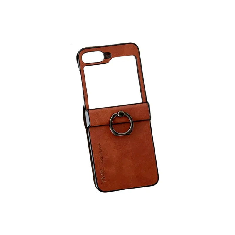 ZHUOJI Small Bull Grain Ring Buckle Material Phone Cases Compatible With Samsung Z Flip 6/Z Flip 5/Z Flip 4/Z Flip 3-6