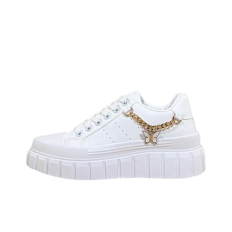 MCKP Lightweight Anti Slip And Wear Resistant Low Top Skateboard Shoes Women's White-0