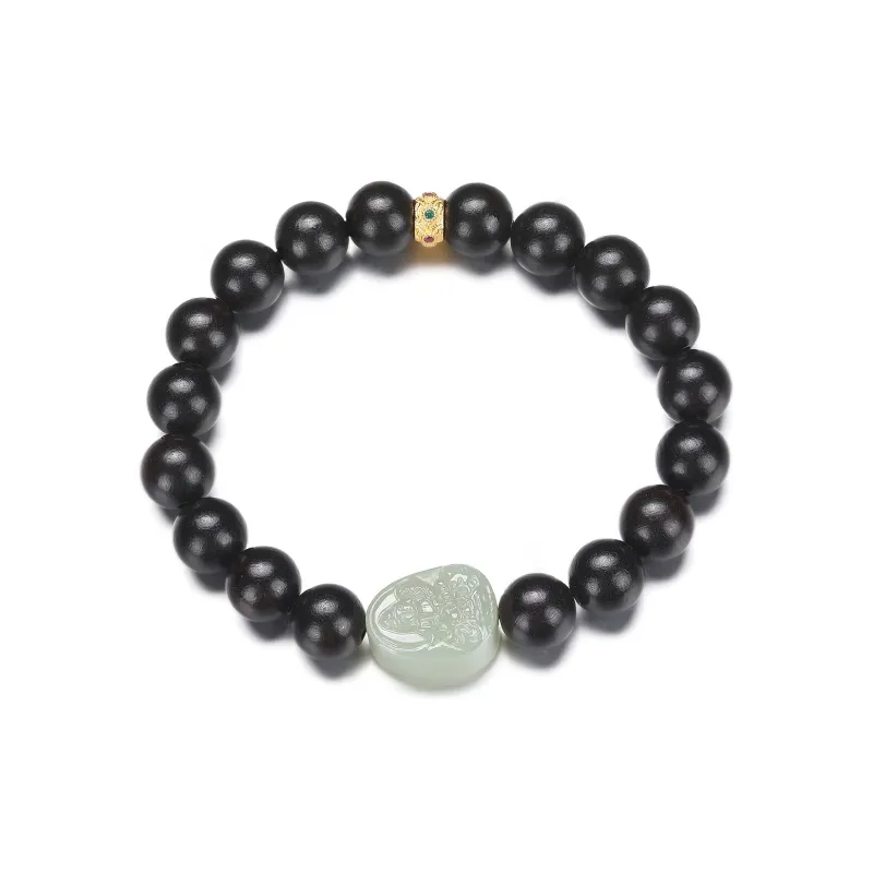 Cuiya Golden Building Bracelets Pale Greenish White Jade Unisex-28