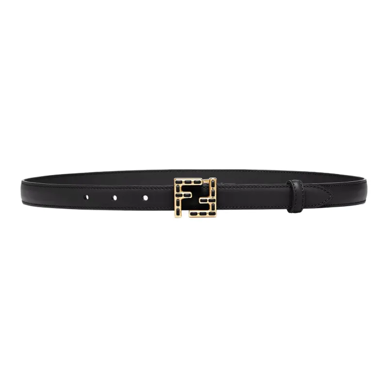 FENDI Calfskin Leather Belts Women's Black -0