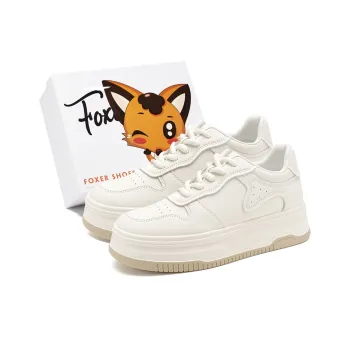 FOXER Slip Resistant Shock Absorbers With Abrasion Resistant Properties Low Top Skateboard Shoes Women's Ecru