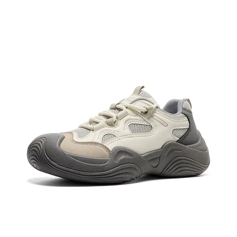 Warrior Anti Slip And Wear Resistant Breathable Low Top Chunky Sneakers Unisex Beige Gray Khaki-1